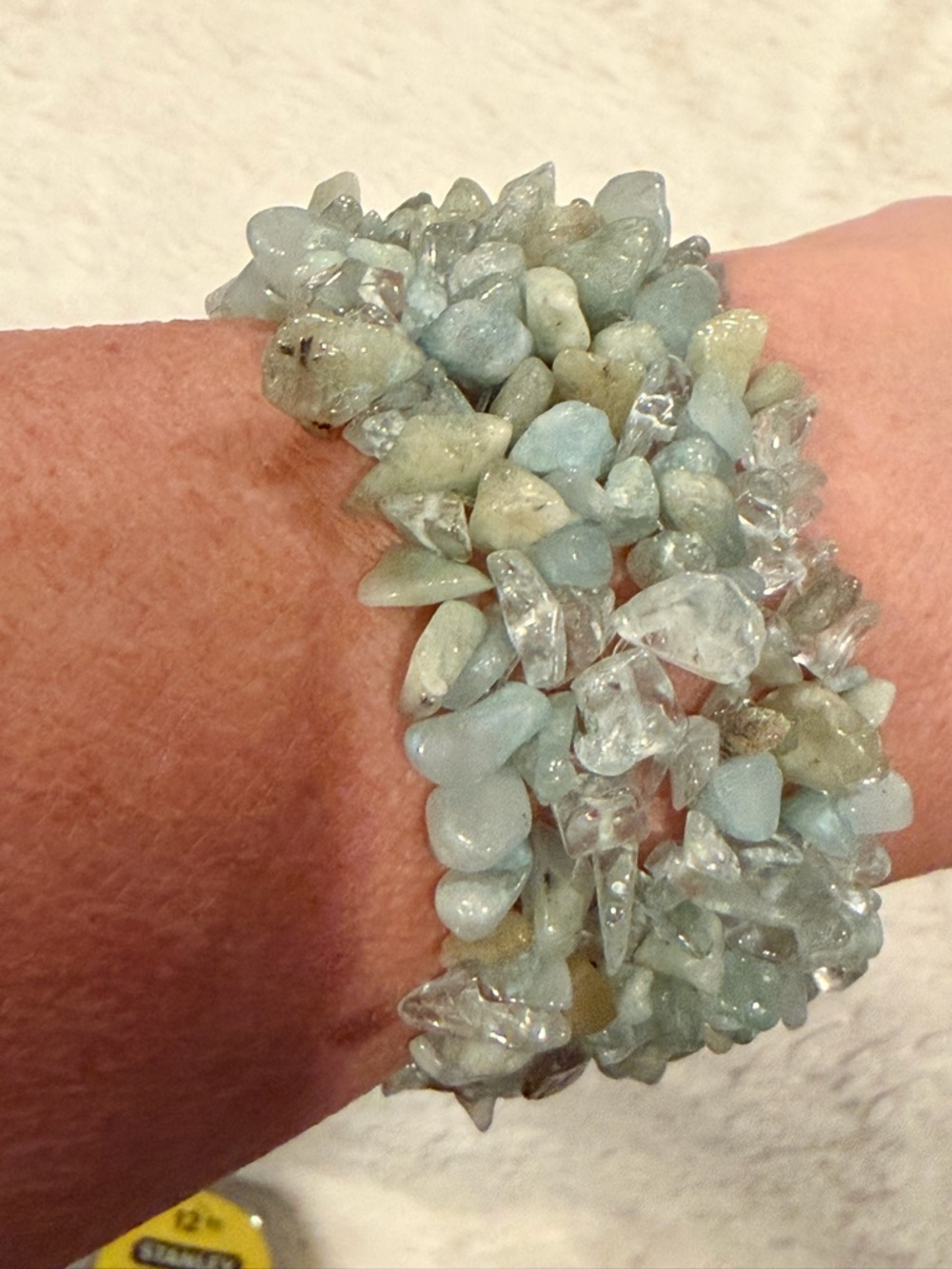 Vintage Aquamarine Chip Stretch Bracelet - Light Blue Gemstone